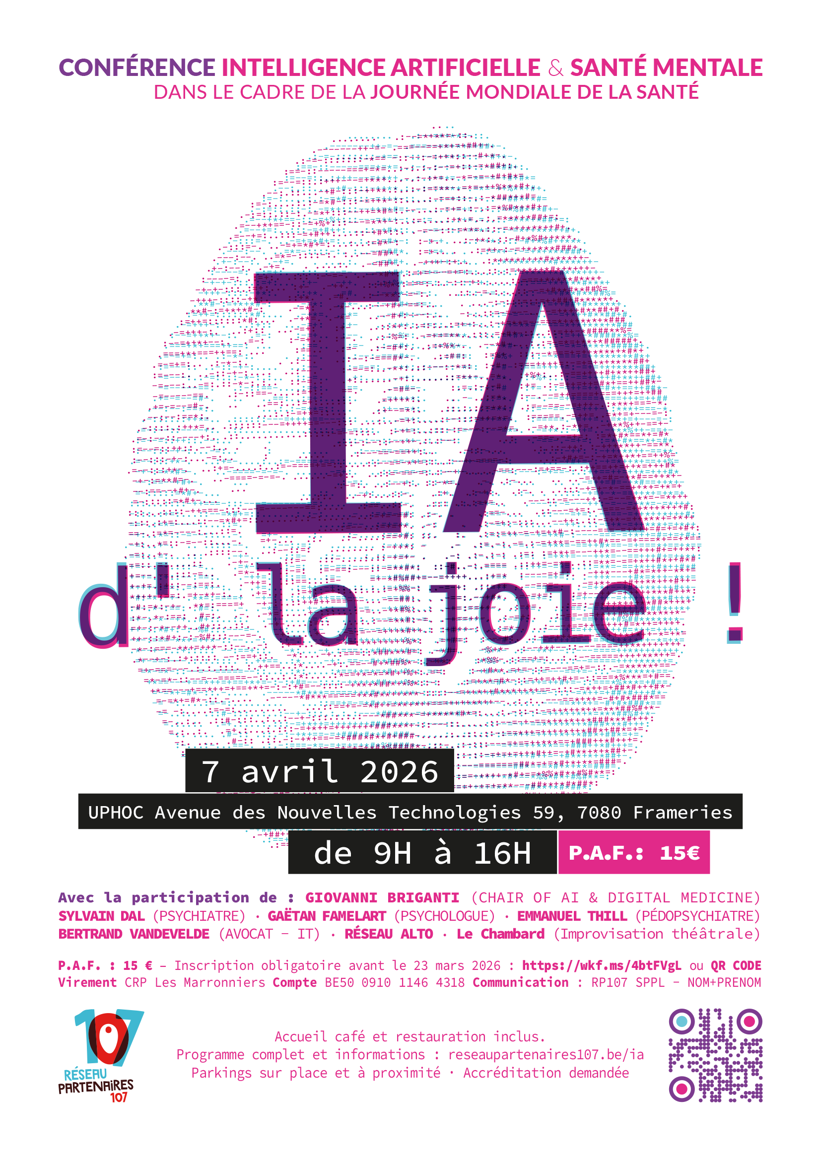 IA-RP107 IA - CONFÉRENCE INTELLIGENCE ARTIFICIELLE & SANTÉ MENTALE DANS LE CADRE DE LA JOURNÉE MONDIALE DE LA SANTÉ